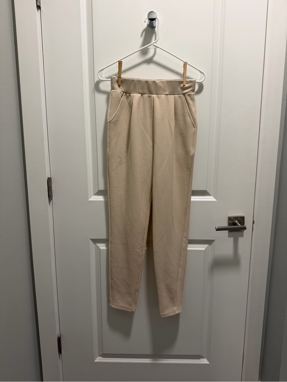 SHEIN Cream Textured Straight Leg Pants